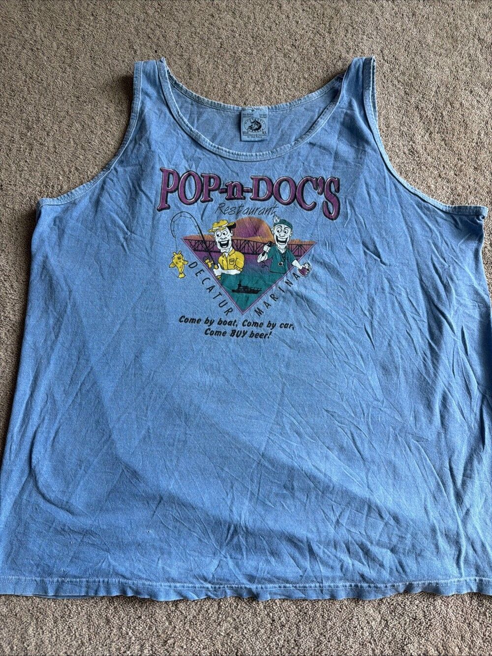 Authentic Pigment Anvil Y2K Tank XL Top Pop N Docs Decatur Marina Graphic Funny